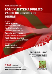 Mesa Redonda: Por un sistema público vasco de pensiones dignas @ Sala se conferencias de las Juntas Generales de Bizkaia