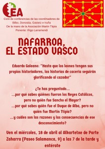 Nafarroa, el Estado Vasco @ Alkartetxe Parte Zaharra (Paseo Salamanca, 9) 